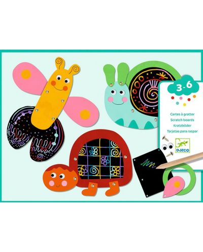 Творчески комплект Djeco Funny Animals - Скреч карти - 1