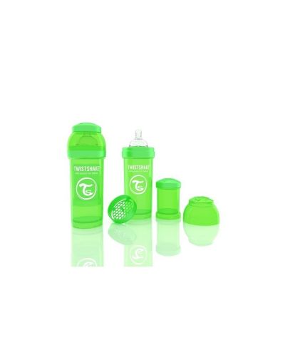 Шише за хранене Twistshake - Anti-Colic, 260 ml, Зелено