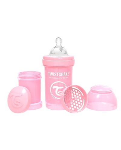 Бебешко шише против колики Twistshake Anti-Colic Pastel - Розово, 260 ml - 1