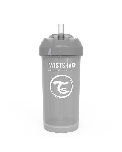 Бебешка чаша със сламка Twistshake Straw Cup - Сива, 360 ml - 1