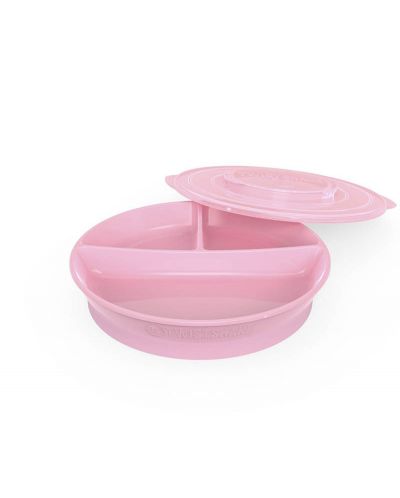 Купичка за хранене с разделител Twistshake Plates Pastel - Розова, над 6 месеца - 2