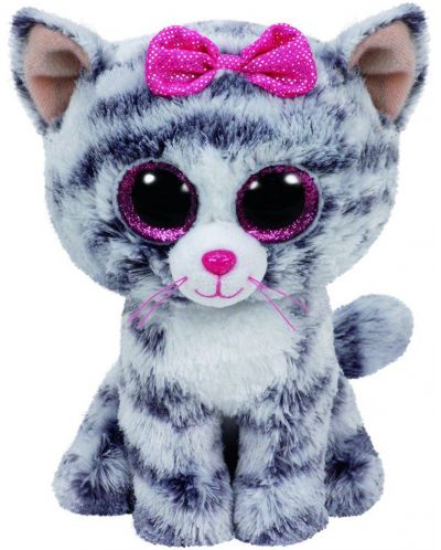 Плюшена играчка TY Beanie Boos - Сиво коте Kiki, 15 cm - 1