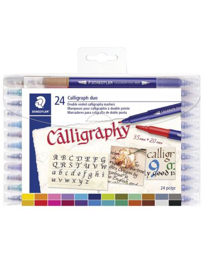 Калиграфски маркери Staedtler - 24 цвята, двувърхи - 1