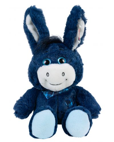 Плюшена играчка Morgenroth Plusch - Тъмно синьо магаренце със синя кърпа, 33 cm - 1