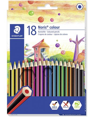 Цветни моливи Staedtler Noris Colour 185 - 18 цвята - 1