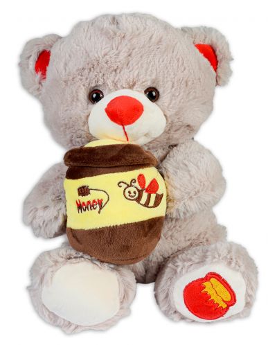 Плюшена играчка Happy Toys - Мече с гърненце мед, 30 cm