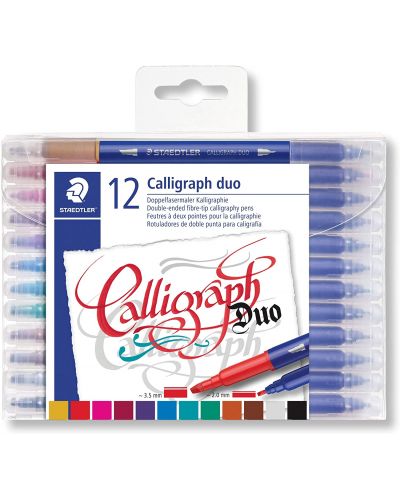 Калиграфски маркери Staedtler - 12 цвята, двувърхи - 1