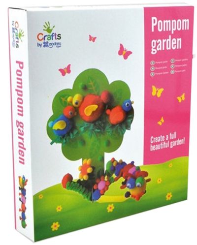 Творчески комплект Andreu Toys - Направи си цветна градина от помпони - 1