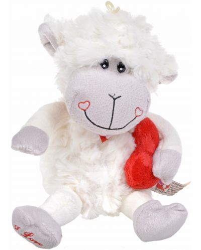 Плюшена играчка Morgenroth Plusch – Бяла овчица със сърце, 30 cm - 1