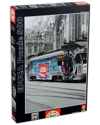 Пъзел Educa от 500 части - Трамвай в Гент, Белгия - 1