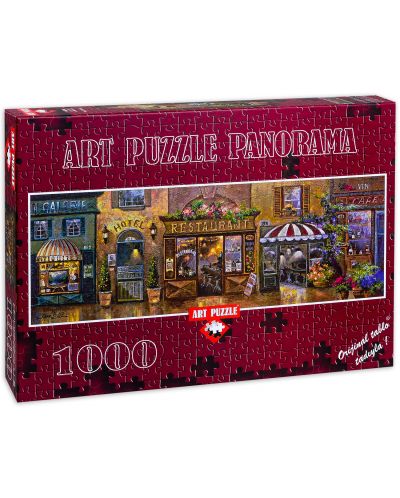 Панорамен пъзел Art Puzzle от 1000 части - Улицата с кафенетата, Джеймс Лий - 1