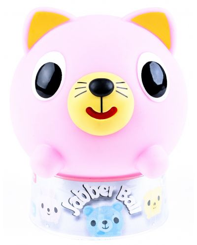 Пищяща гумена играчка Sankyo Toys - Jabber Ball, коте, розово - 1