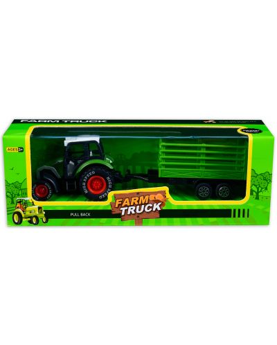 Детска играчка Farm Truck - Зелен трактор с ремарке - 1