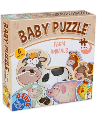 Бебешки пъзел D-Toys 6 в 1 - Животните от фермата - 1