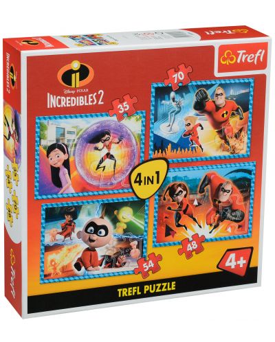 Пъзел Trefl 4 в 1 - Феноменалните, Incredibles 2 - 1