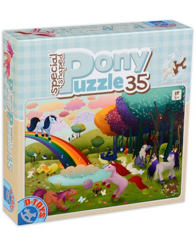 Пъзел D-Toys от 35 части - Понита, в синя кутия - 1