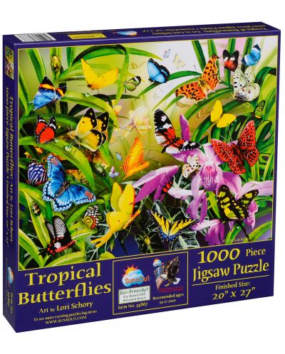 Пъзел SunsOut от 1000 части - Тропически пеперуди, Лори Шори - 2