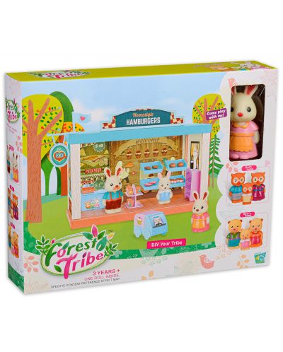 Игрален комплект Forest Tribe - Магазин за бургери, с фигурка зайче