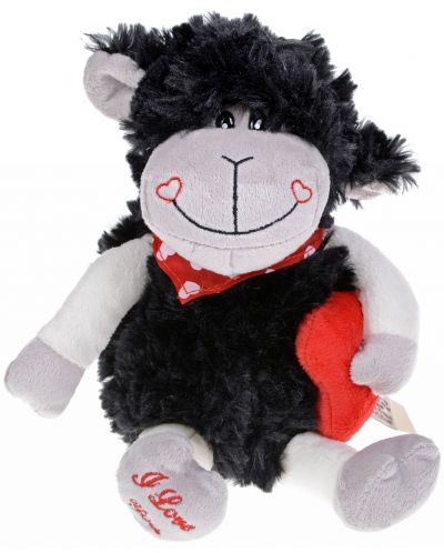Плюшена играчка Morgenroth Plusch – Черна овчица със сърце, 30 cm - 1