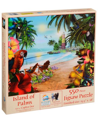 Пъзел SunsOut от 550 части - Островът с палмите, Кейплин Дор - 2