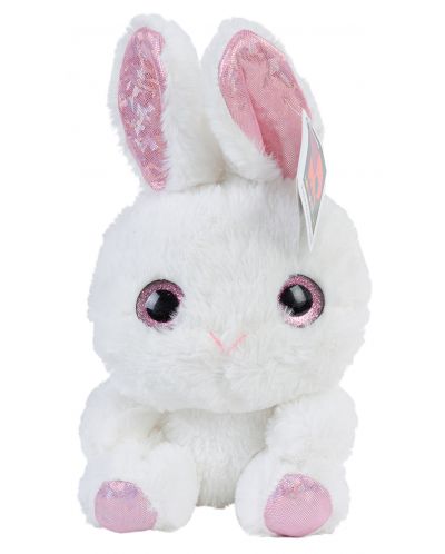 Плюшена играчка Morgenroth Plusch - Бял заек с блестящи розови очи, 17 cm - 1