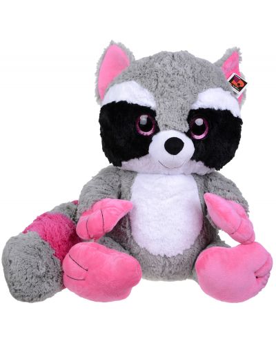 Плюшена играчка Morgenroth Plusch – Седящо енотче с розови ушички и лапички, 70 cm - 1