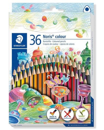 Цветни триъгълни моливи Staedtler Noris Colour 187 - 36 цвята - 1