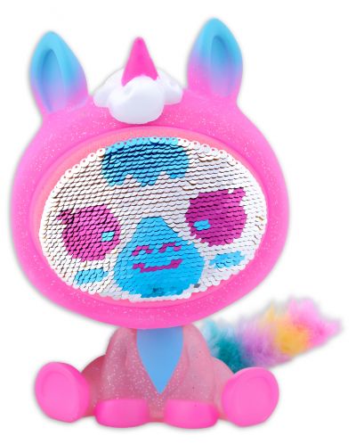 Детска играчка Zеquins FurТаilz - Розов еднорог, с личице от пайети, Серия 4 - 3