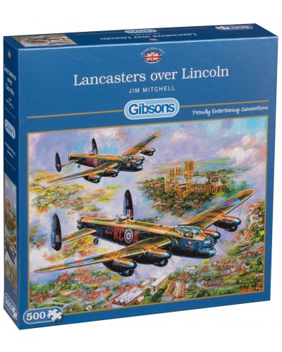 Пъзел Gibsons от 500 части - Ланкастъри над Линкълн, Джим Митчъл - 2