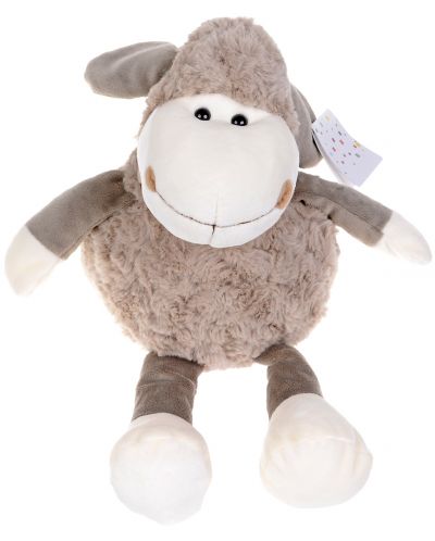 Плюшена играчка Morgenroth Plusch – Сива овчица с раиран шал, 35 cm - 1
