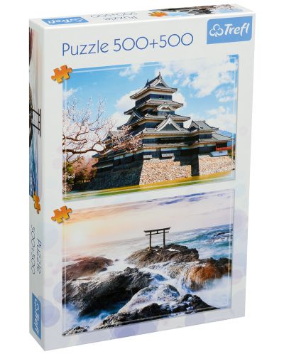 Пъзел Trefl от 2 по 500 части - Замъкът Мацумото и Тории, Япония - 1
