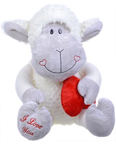 Плюшена играчка Morgenroth Plusch – Бяла овчица със сърце, 85 cm - 1