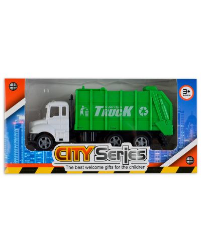 Детска играчка City Series Pull Back - Боклукчийски камион