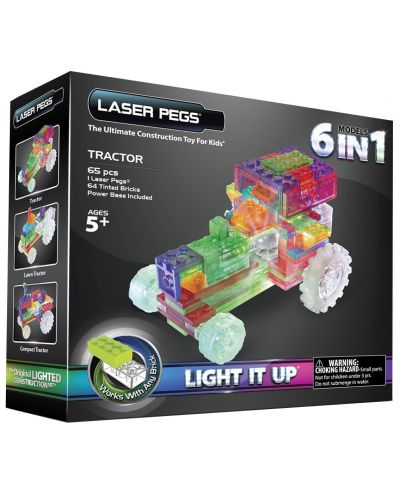 Светещ конструктор 6 в 1 LASER PEGS Zippy Do - Трактор