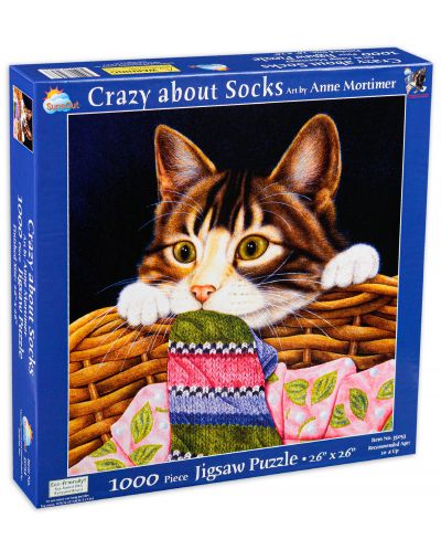 Пъзел SunsOut от 1000 части - Лудост за чорапи, Ан Мортимър - 1