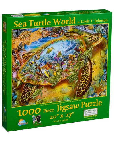 Пъзел SunsOut от 1000 части - Светът на морските костенурки, Луис Т. Джонсън - 2