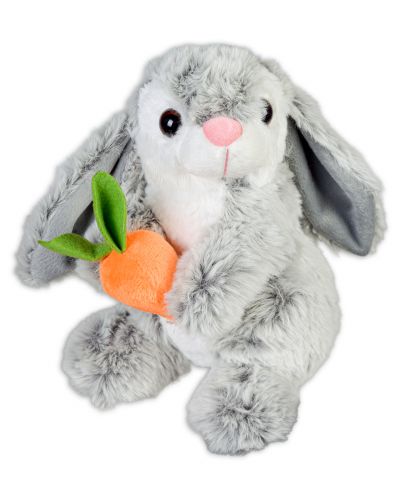 Плюшена играчка Happy Toys - Зайче с морков, 22 cm, сиво