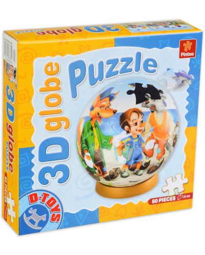 3D пъзел D-Toys от 60 части - Пинокио, глобус - 1