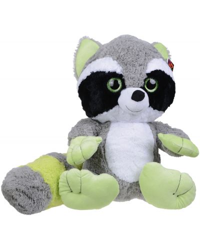 Плюшена играчка Morgenroth Plusch – Седящо енотче със зелени ушички и лапички, 70 cm - 1