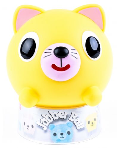 Пищяща гумена играчка Sankyo Toys - Jabber Ball, коте, жълто