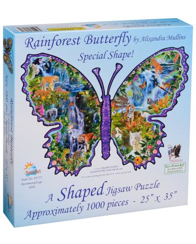 Пъзел SunsOut от 1000 части - Пеперуда от дъждовните гори, Аликсандра Мълинс - 2