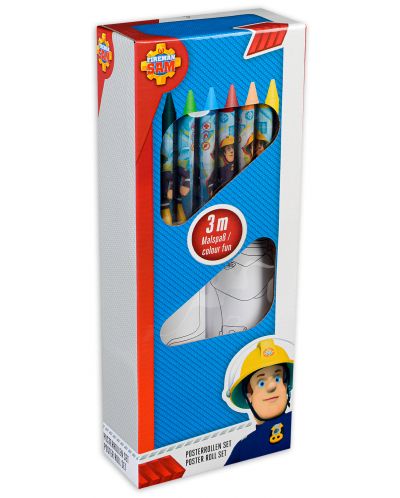 Комплект за оцветяване Disney - 2 плаката с 6 пастела Пожарникарят Сам - 1