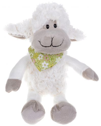 Плюшена играчка Morgenroth Plusch – Бяла овчица Съни с шал, 30 cm - 1