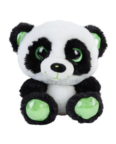 Плюшена играчка Morgenroth Plusch - Панда с блестящи зелени очи, 17 cm - 1