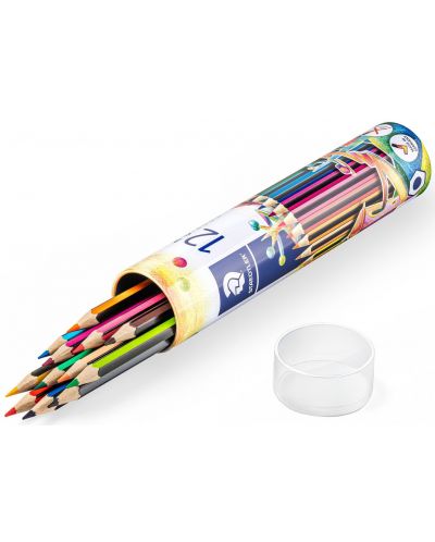 Цветни моливи Staedtler Noris Colour 185 - 12 цвята, в метален тубус - 2