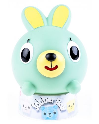 Пищяща гумена играчка Sankyo Toys - Jabber Ball, зайче, зелено - 1