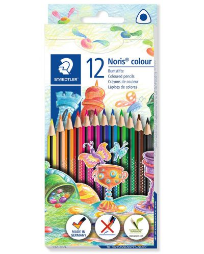 Цветни триъгълни моливи Staedtler Noris Colour 187 - 12 цвята - 1