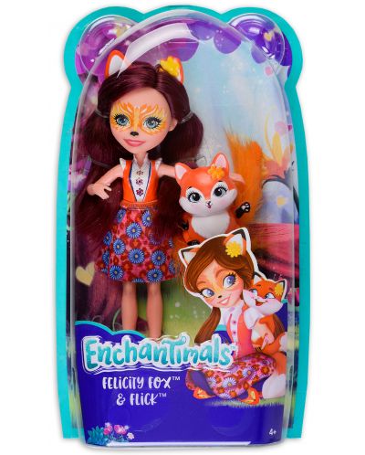 Кукличка с животинче Mattel Enchantimals - Felicity Fox с лисицата Flick
