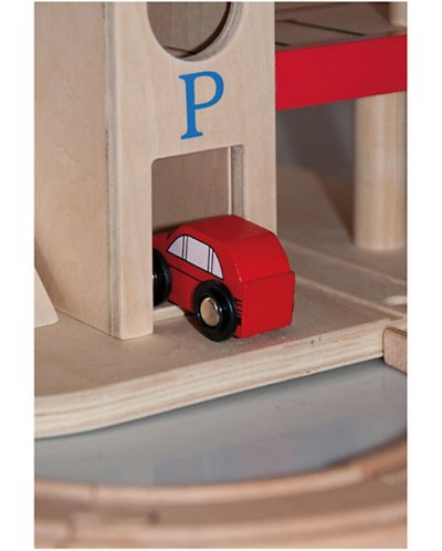 Дървен комплект Woody – Паркинг с влакче - 6