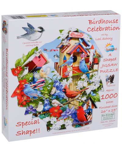 Пъзел SunsOut от 1000 части - Празник в къщичката за птици, Лори Шори - 2